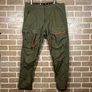 G-Star Olive Cargo Pants with Orange Accents